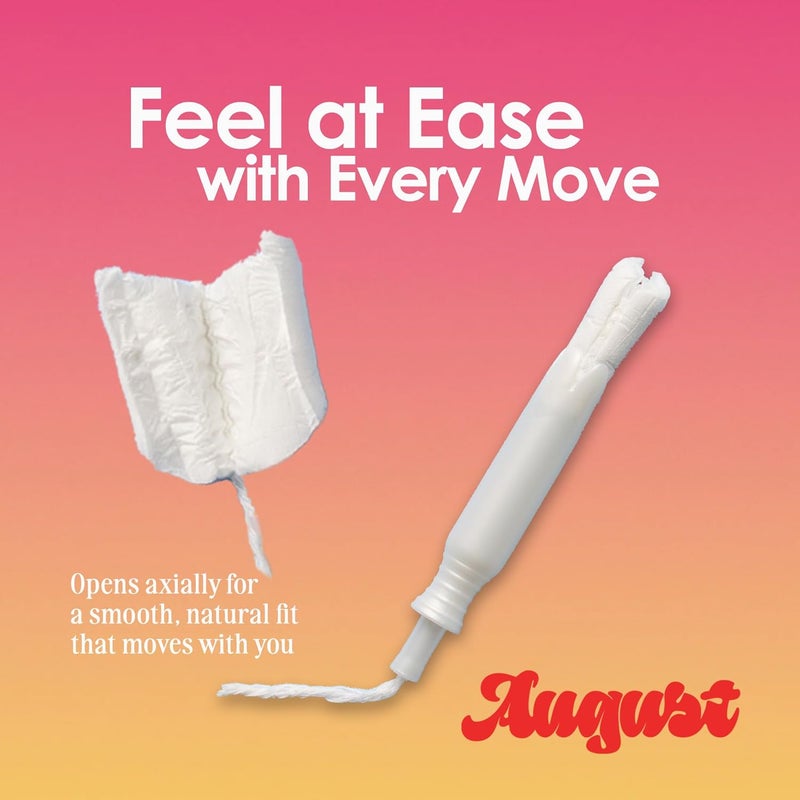 August Regular Tampons - 72-Pack 100% Organic Cotton Tampons for Women and Anyone Who Menstruates, Non-Toxic, Fragrance-Free, and Hypoallergenic with Long Applicators (3 Boxes of 24) - Image 2